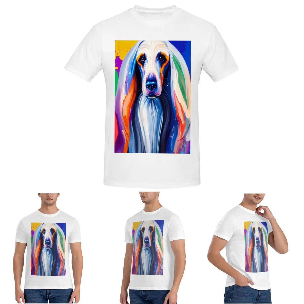 

Красивая мужская футболка с афганским собакой, хлопковые футболки большого размера, мужские футболки с коротким круглым вырезом, летняя одежда, топы S-6XL