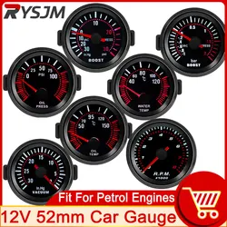 Universal 52mm Bar White Led Light Turbo Boost Gauge PSI Oil Pressure Meter Water Temperature Gauge DC 12V Auto Accessories