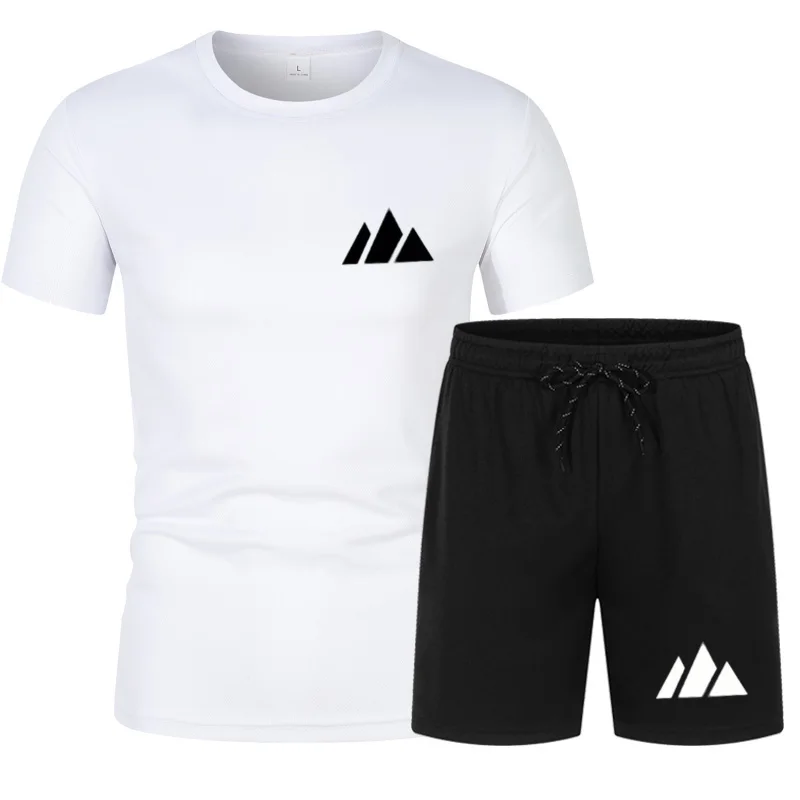 

Men's Fashion Street Short Sleeve Set Men's Sports Shirt Set Men's Round Neck Short Sleeve Shorts 2-piece Set Sportswear Set