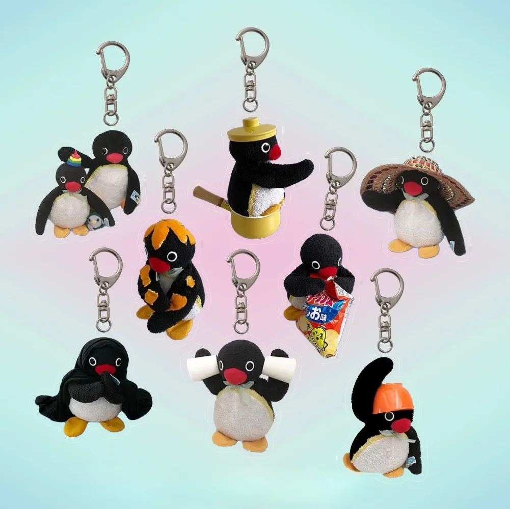 Funny Anime Cute Penguin Key Chain Bag Pendant Gift Micro Landscape Decoration Key Ring Jewelry Frog Bear Acrylic Keychain Gifts