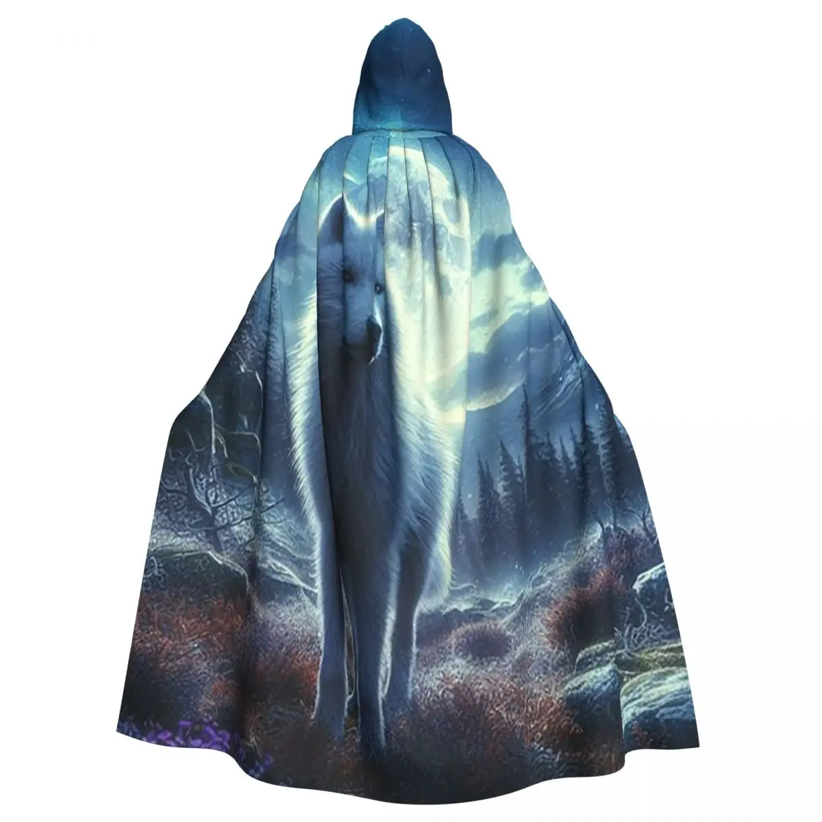Capa larga con capucha del Rey Lobo Blanco de los bosques salvajes para adultos, disfraz Medieval de bruja, capa de Cosplay, Halloween, fiesta, Unisex