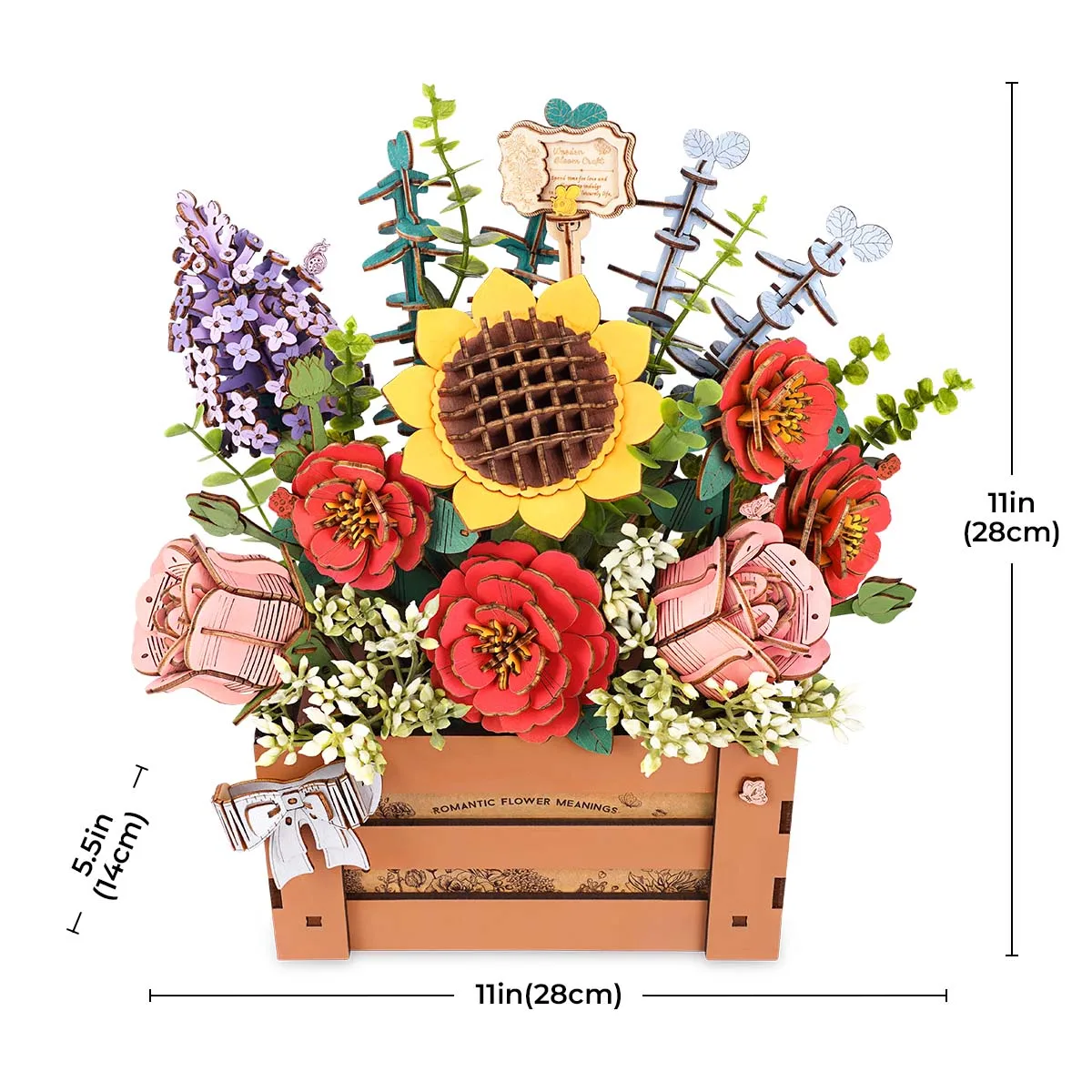 Robotime Rowood 나무 꽃 상자, DIY 3D 나무 퍼즐, 가족 홈 장식 빌딩 블록 키트, 크리스마스 선물