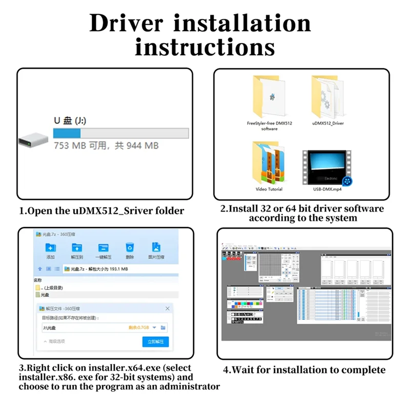 B29C-USB a DMX Adattatore di interfaccia Dimmer per illuminazione scenica LED DMX512 Computer PC Controller di illuminazione scenica Dimmer
