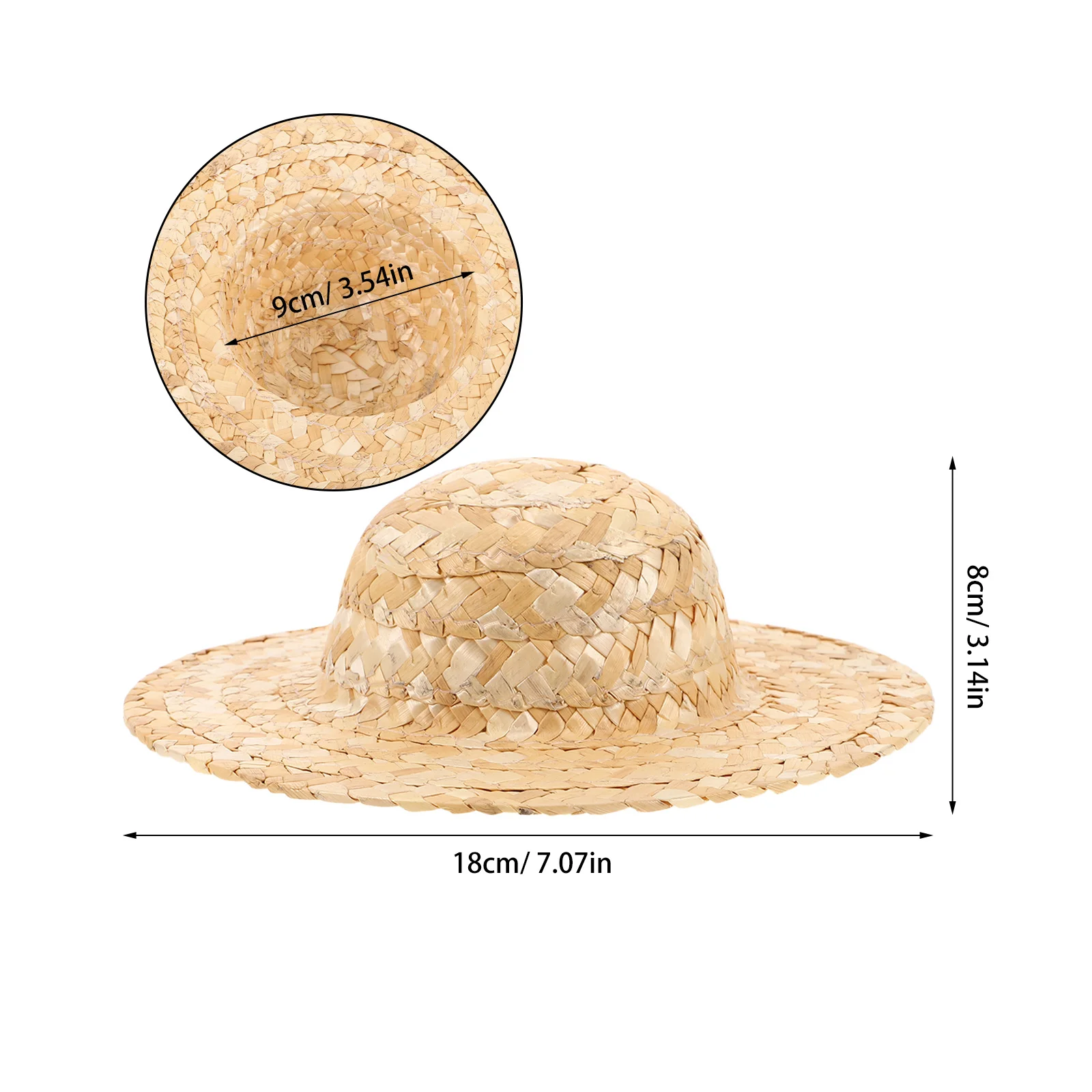 Chapeaux de paille miniatures compacts tissés naturels, 2 pièces, Sombrero pour bricolage, accessoires artisanaux, décorations de vacances, fête Fiesta mexicaine