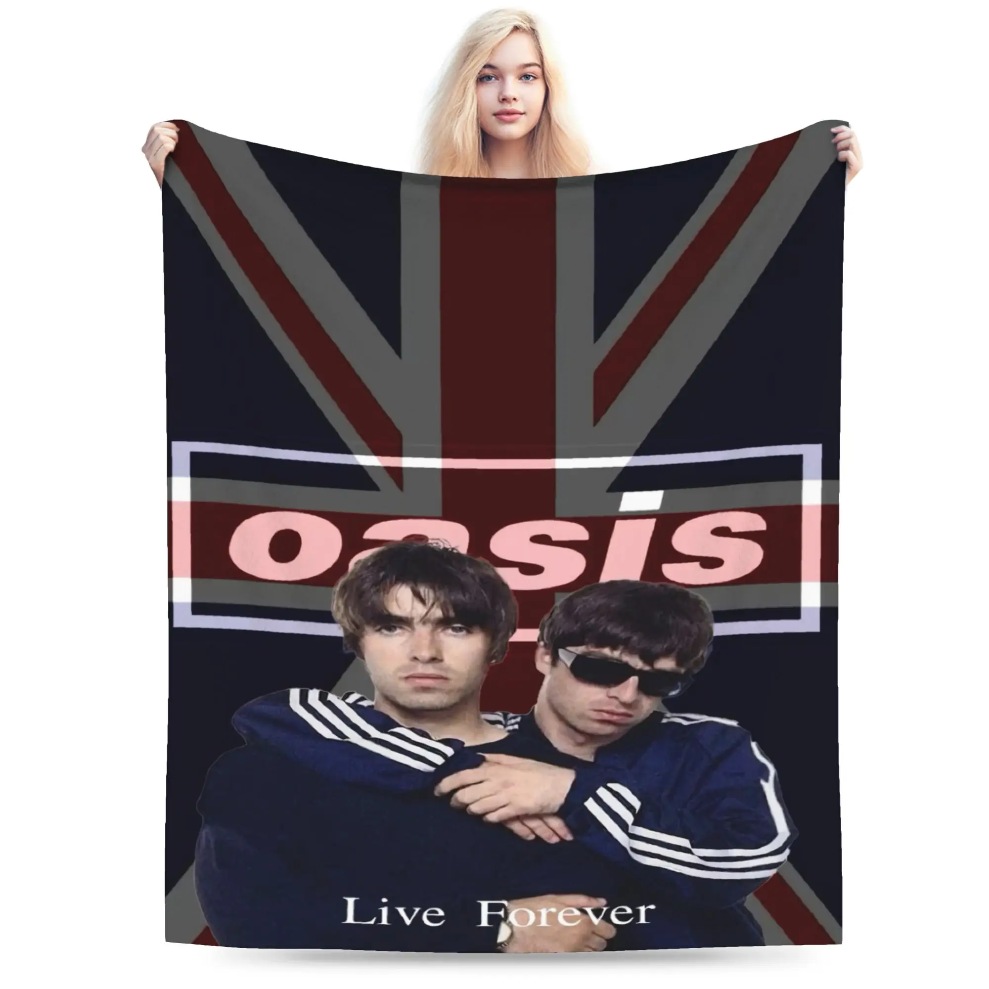 O-Oasis Rock Band Blanket  Warm Soft Street Trend Plush Throw Blanket For Children Home Decor Flannel Bedspread Bed Cover