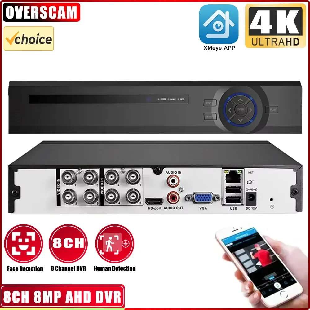 

8 Channle 4K CCTV DVR Hybrid 8MP 6 IN 1 AHD CVI TVI CVBS Security DVR NVR Recorder 8CH XMEYE Video Surveillance Recorder H.265