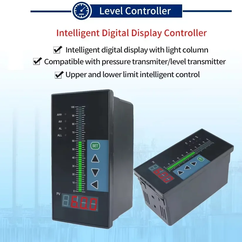 AC220V ذكي تحكم الضغط ضوء العمود عرض 4-20mA زيت الماء الصرف الصحي اللزوجة متر مستوى السائل الارسال