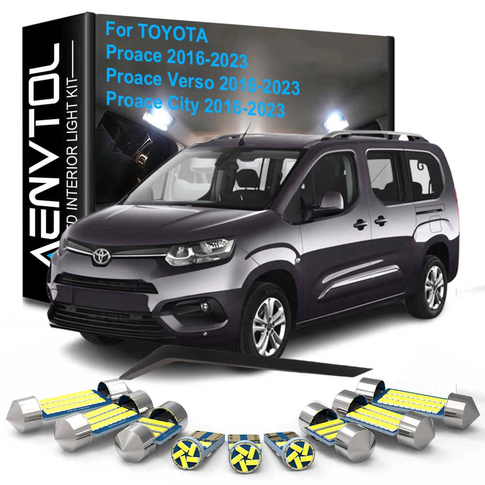 18pcs LED Interior Light Canbus for Toyota Proace Verso and Proace City 2016-2023 Dome Read Trunk Door License Lamp