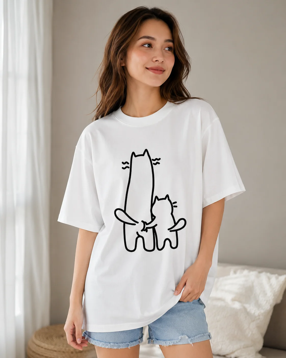 Women's Pure T-shirt with Arm Niche Design Print 2026 Summer New Roosevelt Slim Fit Fashionable Top Cotton Short Sleeved Shirt