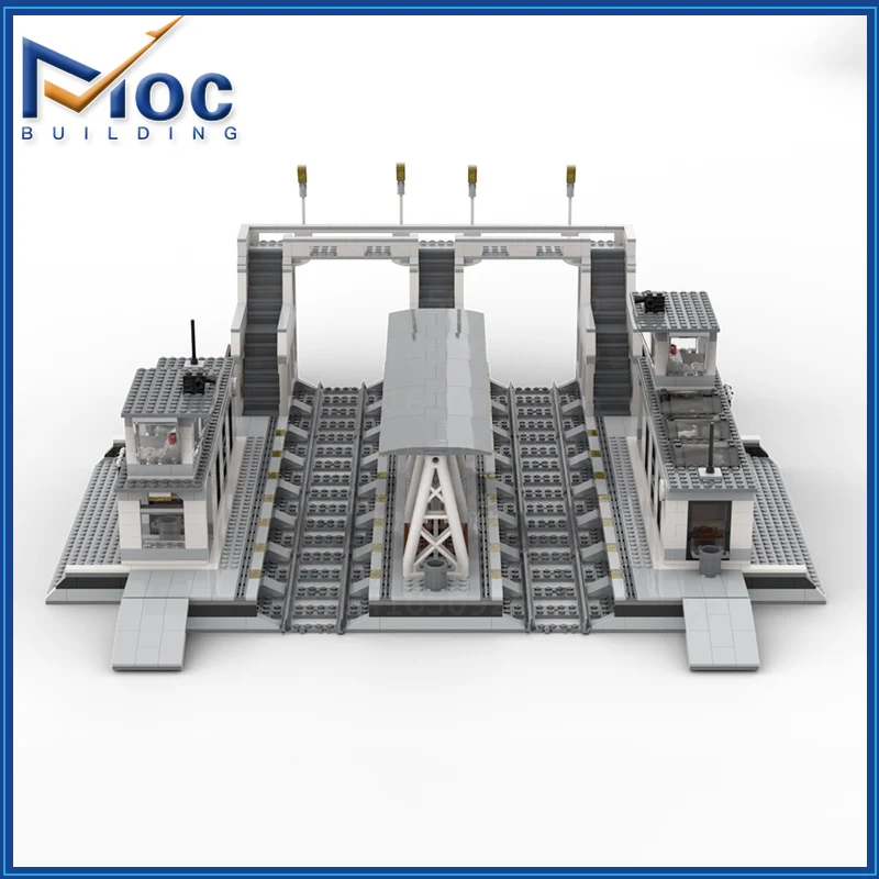 MOC Building Blocks Train Station Urban Street View Construction Technology Bricks DIY Assembly Model Toys Holiday Xmas Gifts