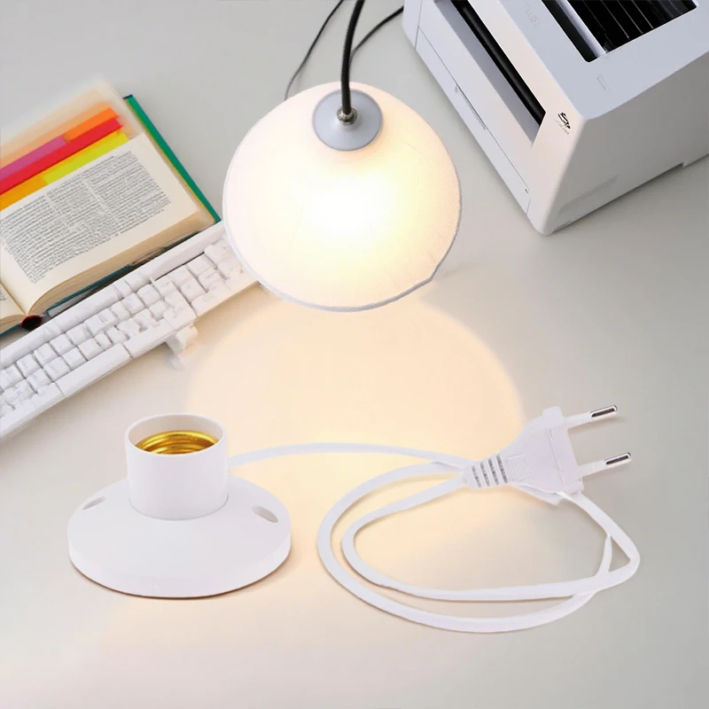 EU LED Stand Lamp Holder E27 Bulb Plug Dome Socket With Cable Base For Table Light Night Stands Lampholder Accessories
