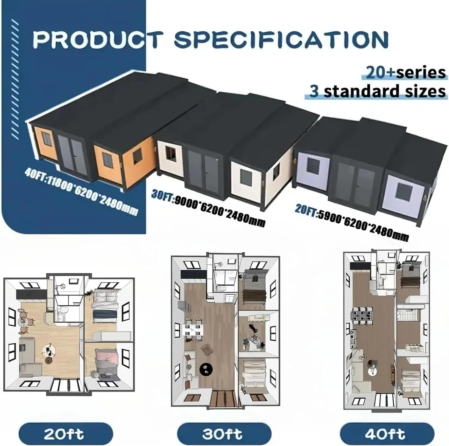 20 Ft Double Wing Expansion Low-cost Container House Mobile Room Outdoor Temporary Folding Room Emergency Rescue Expandable