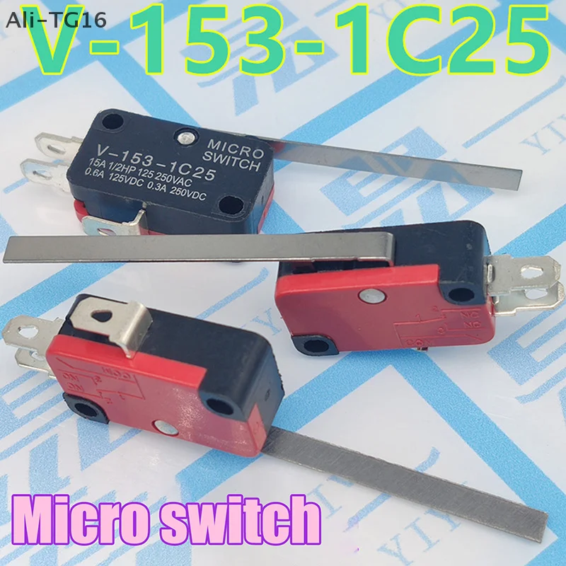 5pcs V-153-1C25 Micro Switch 16A 250VAC SPDT Momentary Travel Limit Control 1NO1NC Lever Roller Industrial Factory Machinery Use