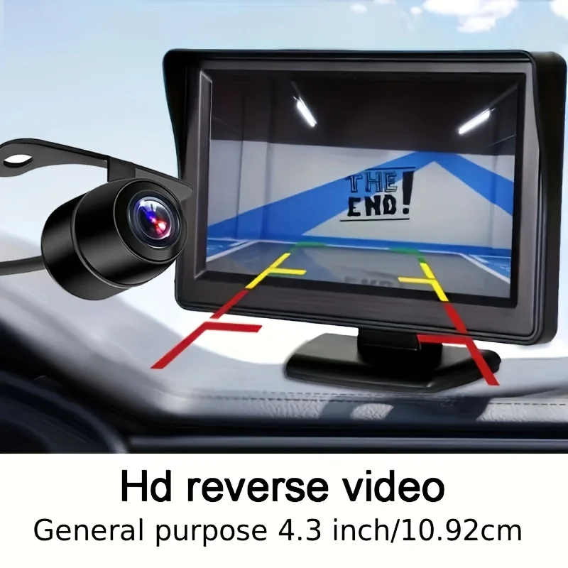 10.92cm HD Backup Camera Kit - Easy-Install, Surface Mount Rear View System with Night Vision, Parking Guide Lines