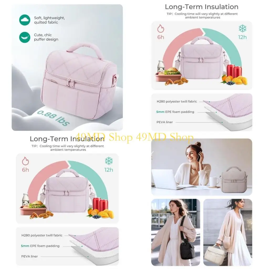 49MD Practical Insulated Bag Leakproof Interior Crossbody Carry Option Thermal Lining Design