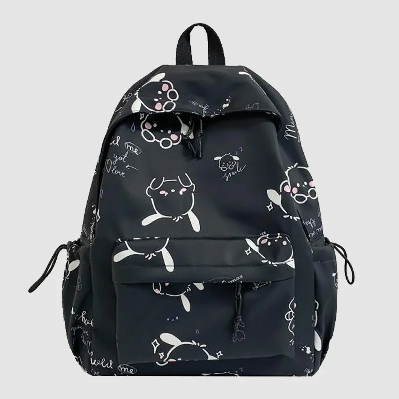 Sanrio Pochacco Backpack Nylon Cartoon Printed Shoulder Bag Y2k Aesthetic Women's Bag Large Capacity School Bags Korean Tote Bag