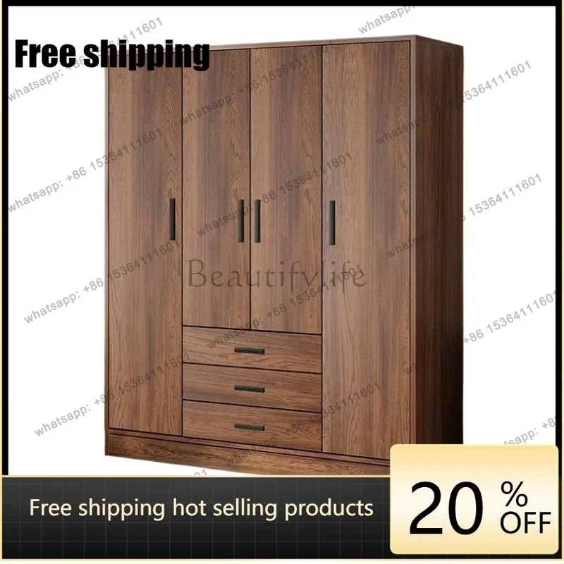 

LJY Brown Large Wardrobes Customized Tall Railings Drawers Cute Wardrobes Adult Cute Saving Armadio Guardaroba Bedroom Furniture