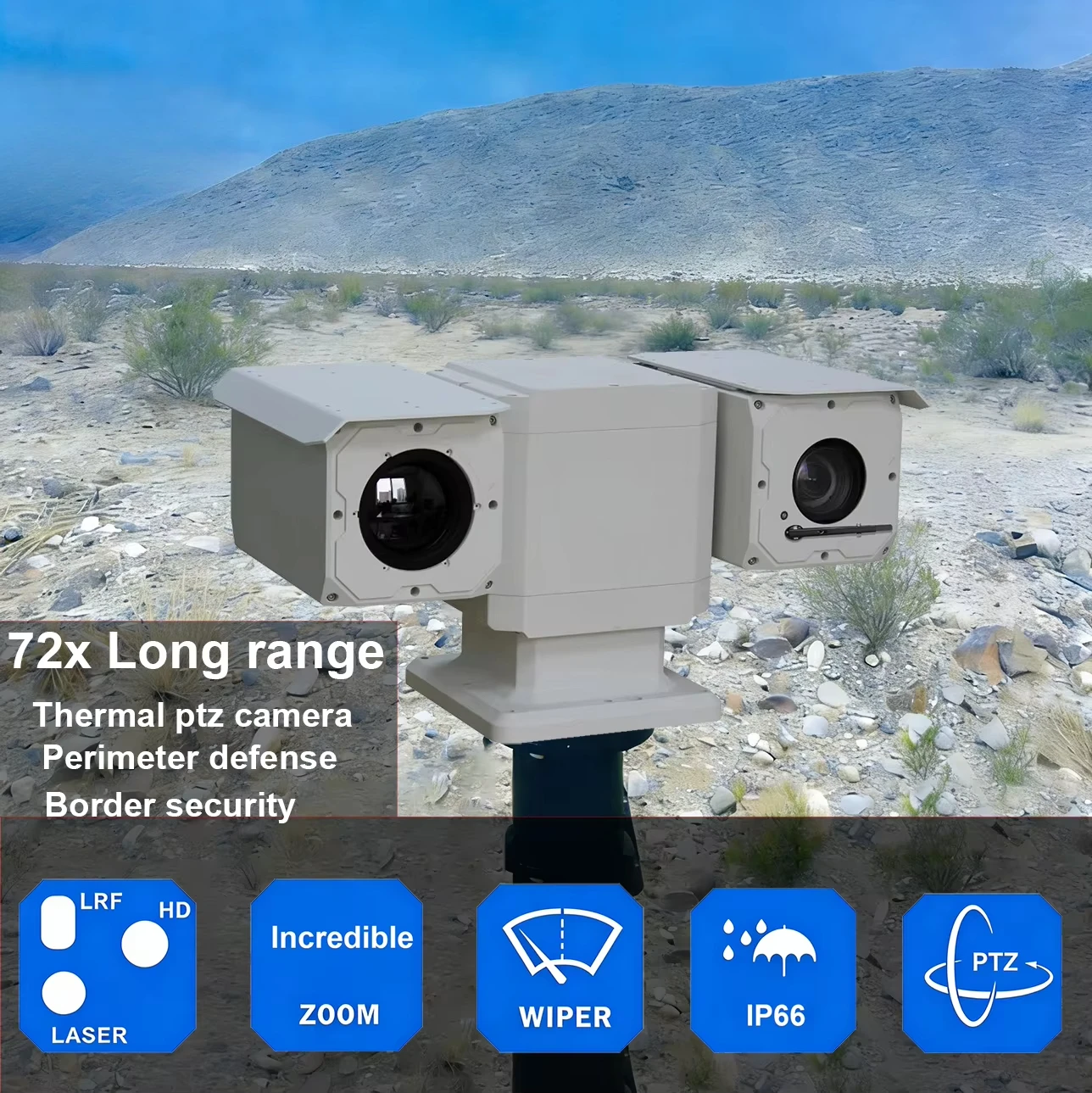 10Km Detection Thermal Night Vision 72x Optical Zoom PTZ Camera Defense Radar Connecting Thermal Camera