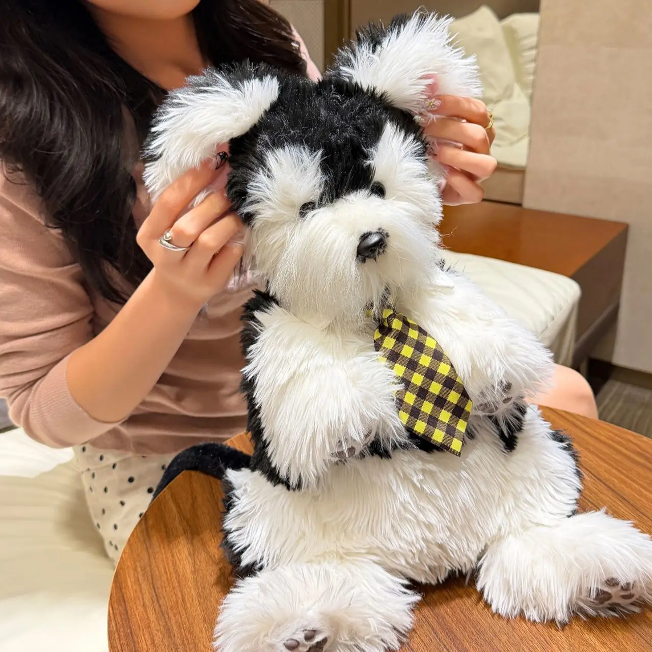 حقيبة ظهر لطيفة واقعية على شكل جرو للنساء من القطيفة للطالبات في الحرم الجامعي حقيبة نهارية للسيدات دمية شناوزر حقيبة ظهر كرتونية ناعمة أنيقة 2025 #4