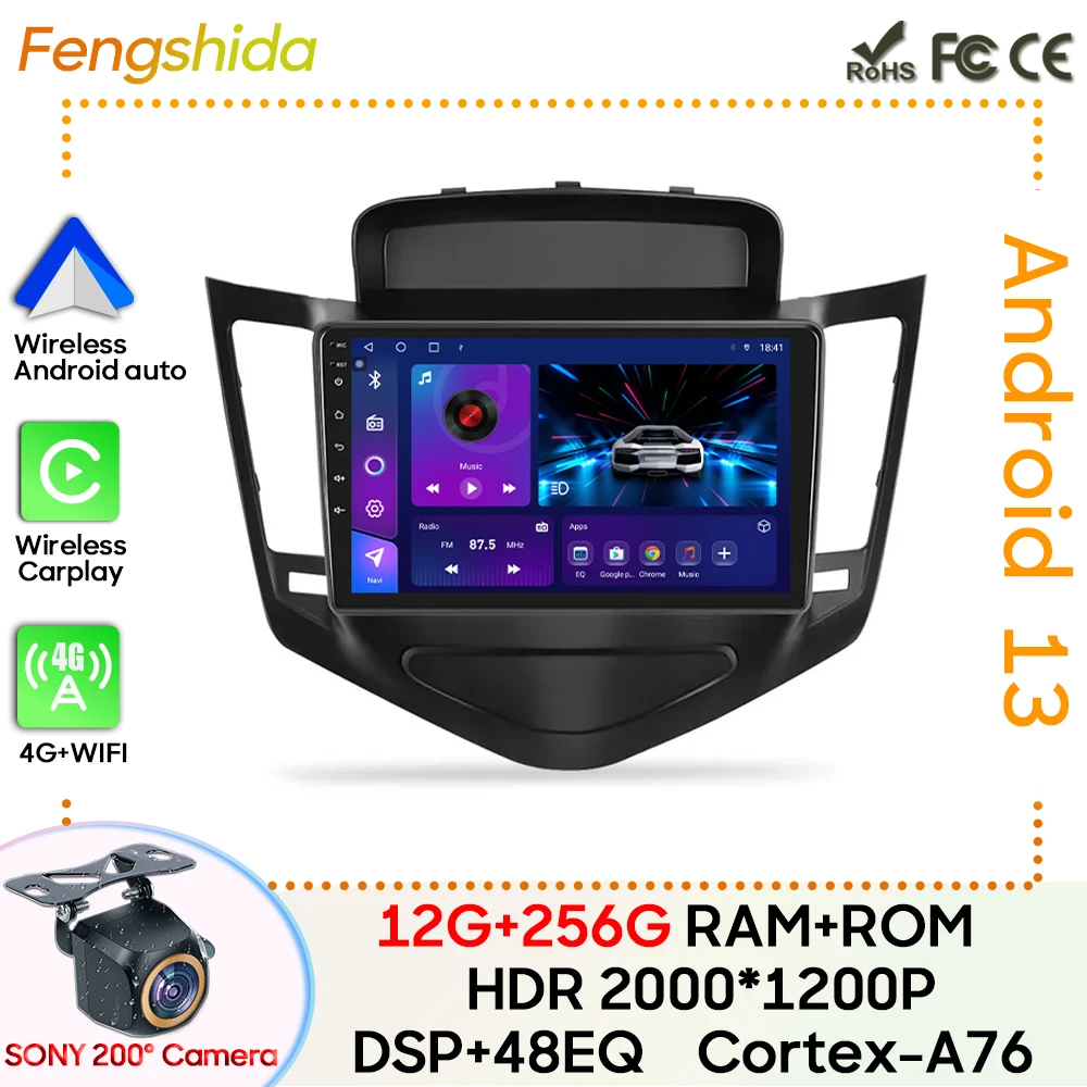 

For Chevrolet Classic Cruze 2009 Car Radio Carplay GPS Navigation Stereo Android Auto Video Screen Bluetooth Wifi 5G No 2din Cam
