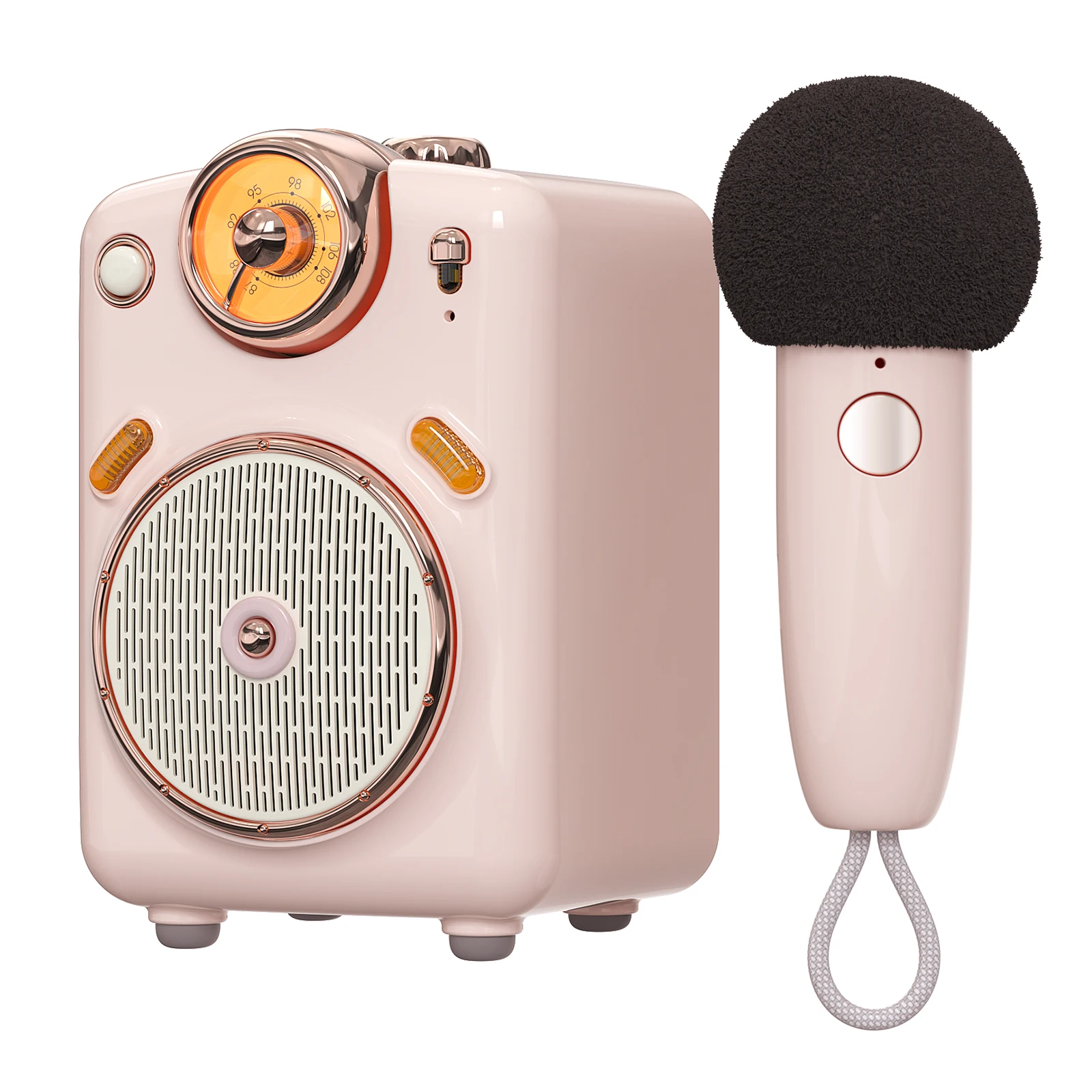 DivoomDitoo-Micbluetoothスピーカーカラオケマイク ピンク Divoom-マイク付きBluetoothスピーカー,カラオケ機能,音声変更,FM