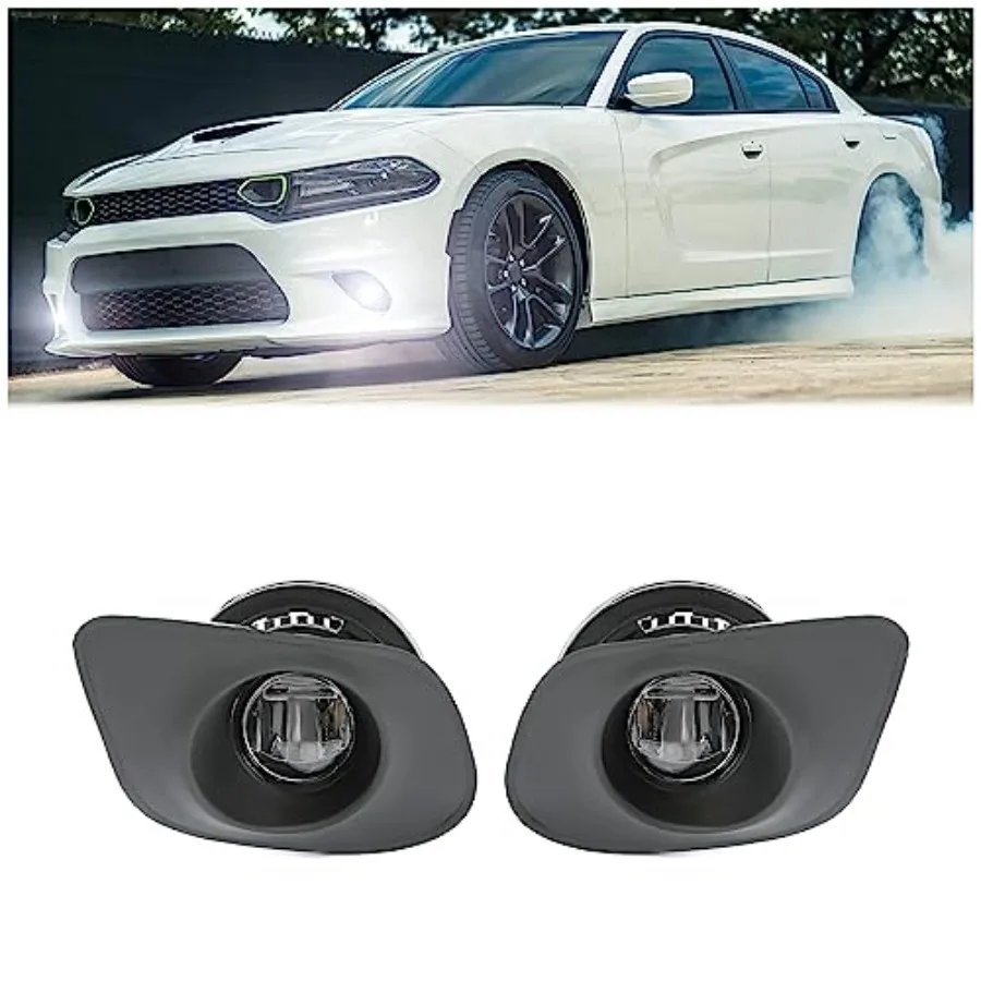 

LED Fog Light Kit for 2015-2023 Dodge Charger SRT Hellcat Compatible with 68280429AA 68280428AA 68228884AC Replacement Fog Lamp