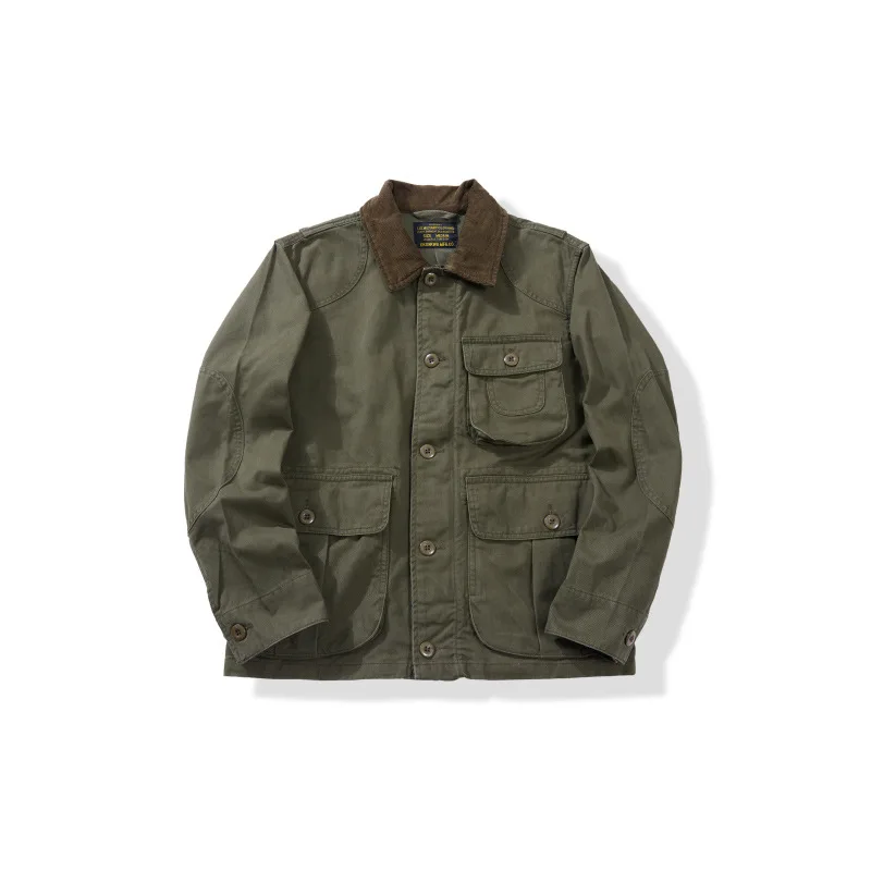 OKONKWO Corduroy Kraag Multifunctionele Jachtjas Heren 3D Zakwerkjas Visjas Outdoor Trekking Werkkleding Kamperen