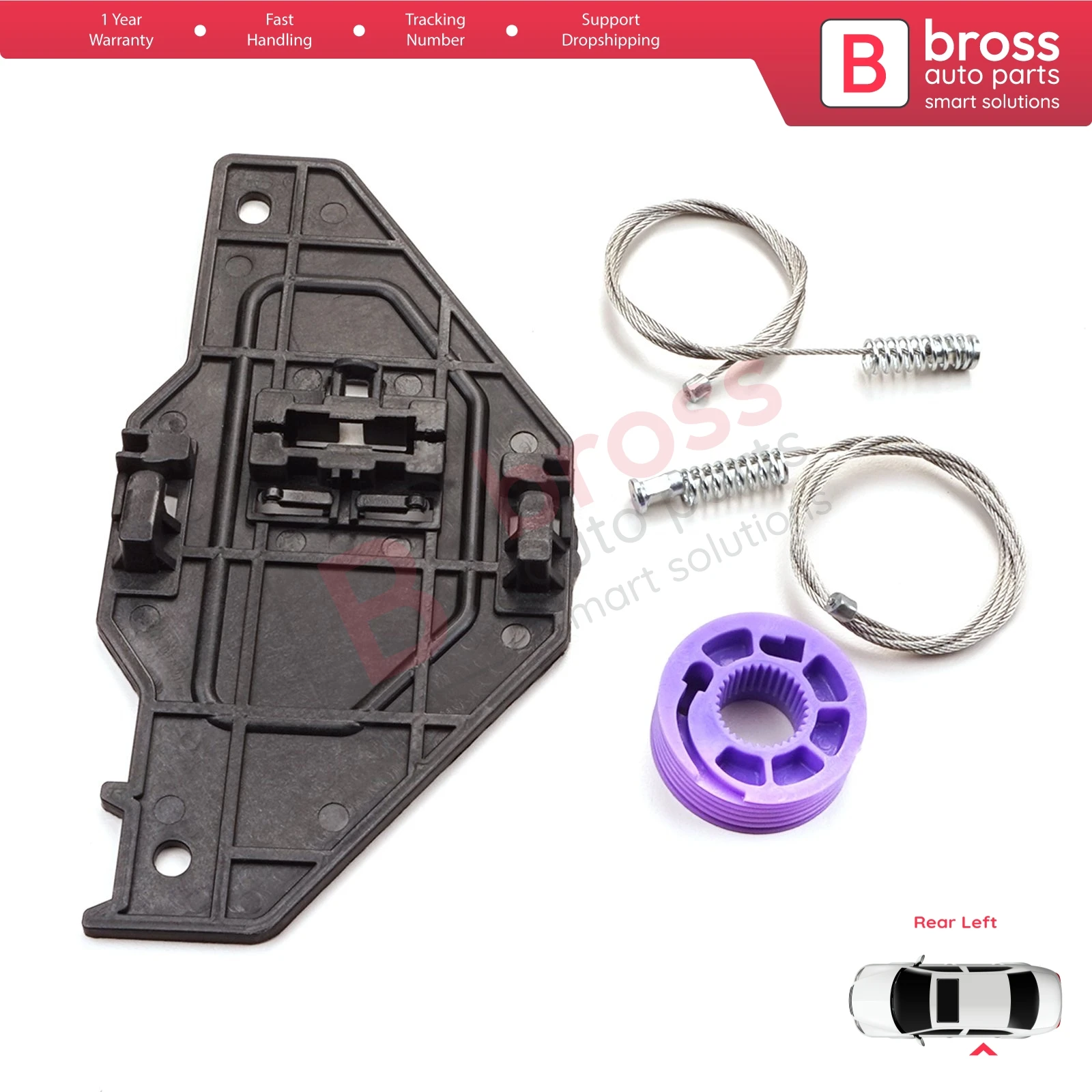 Conjunto de reparo do regulador do levantador de janela elétrico, traseiro esquerdo, Citroen C5, MK2, MK3, RD, TD, RC, RW, 2007-2018, 4/5 portas, 9223E2, BWR1199