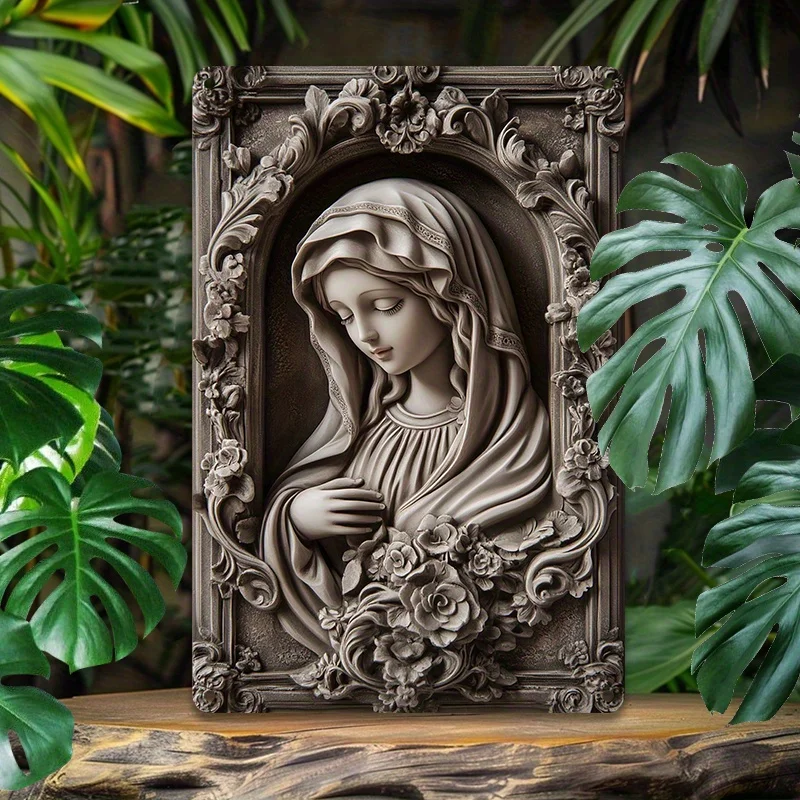 

Aluminum Virgin Mary Wall Art: Durable Metal Decoration for Living Room, Farmhouse Style, 7.9x11.8"/11.8x17.7", 1pc