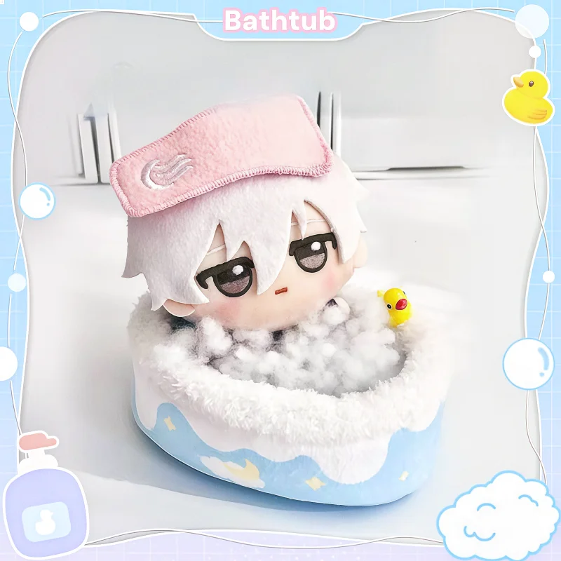 Bubble Bathtub 10-13cm Plushie Display Ornament, Cute Storage Scene Prop with Duck Accessory, for Anime Kpop Merch Layout Decor