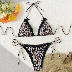 2026 Swimsuit Women Floral Printed Sexy Bikini Set Lace Up Beachwear Halter Swimsuit Summer Two-pieces Bathing Suit Biquinis
