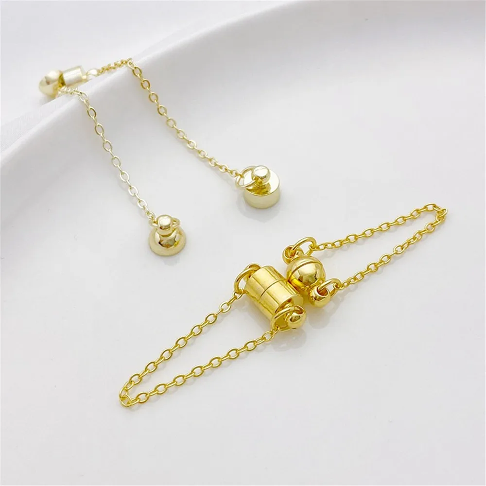 14K Gold Wrapped Anti Drop Ball Chain Magnetic Buckle Magnetic Buckle DIY Bracelet Necklace Closure Connection Magnetic Buckle