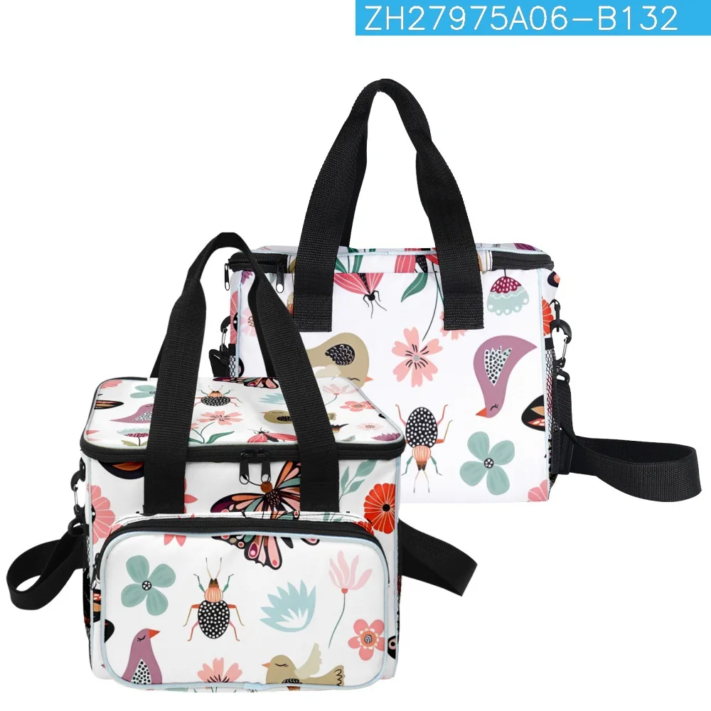 Classic Cool picnic Crossbody Flower butterflies insects More Big Lunch Bag 3D Print Thermal insulation Food Handbags Ice Bags