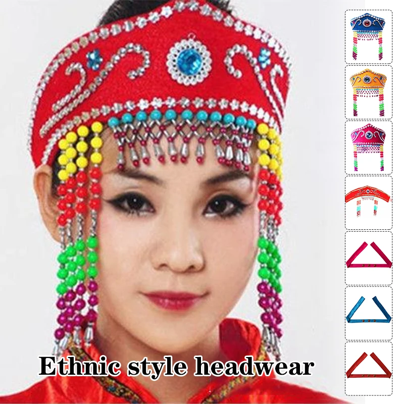 Chinese Mongolian Head Wear Women Men Kids Mongolian Hat Minority Cosplay Hair Accessories Vintage Mongolian Princess Head Wear