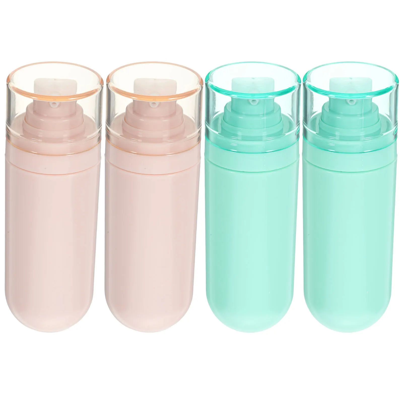 

4pcs Vacuum Bottle 50ml ABS Lotion Travel Size Shampoo Containers Refillable Leak Proof Pink Green Plastic Toiletry