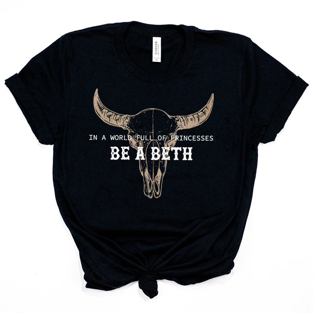 قميص Make A Beth، جمجمة بقرة على الطراز البوهيمي، تي شيرت Howdy، قميص Yellowstone Dutton Ranch، Rip Wheeler، تي شيرت Beth Dutton #5