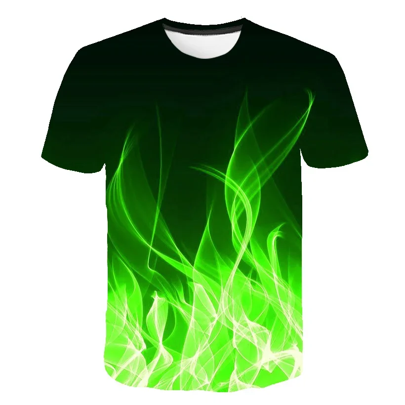 Colorful Flame 3D Printing T Shirt Man Summer O-Neck Short Sleeve Oversized Top Casual Tee Loose Streetwear Harajaku