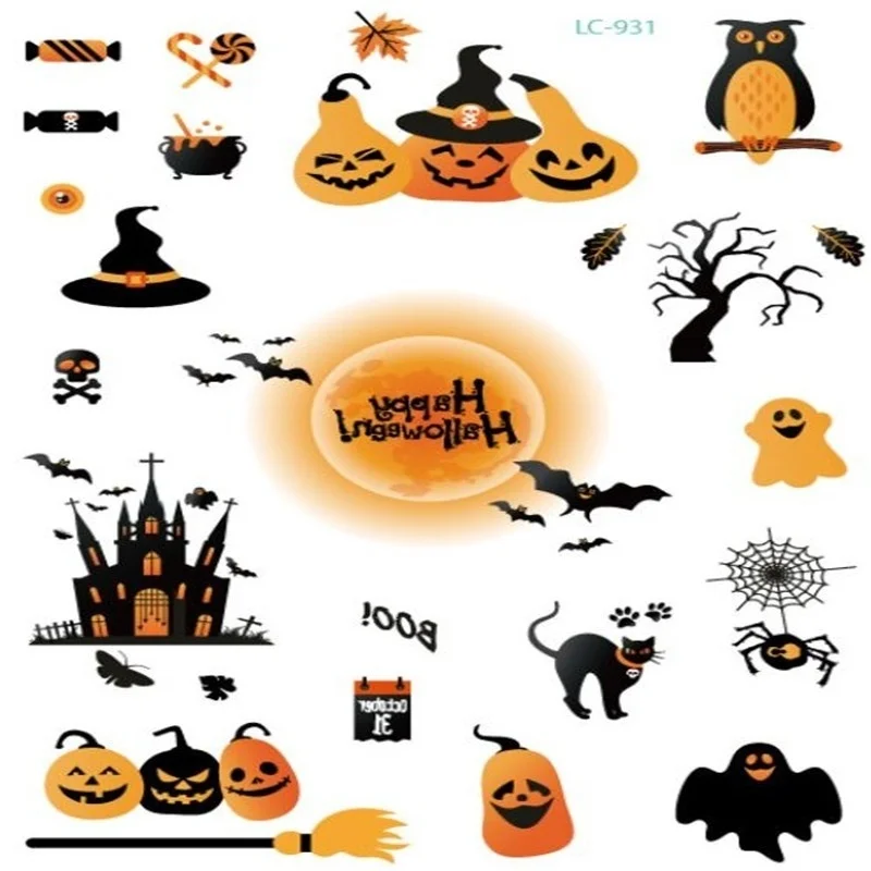 Waterproof Halloween Tattoo Stickers Masquerade Death Spirit Face Stickers Funny Tattoo Temporary Tattoo Stickers