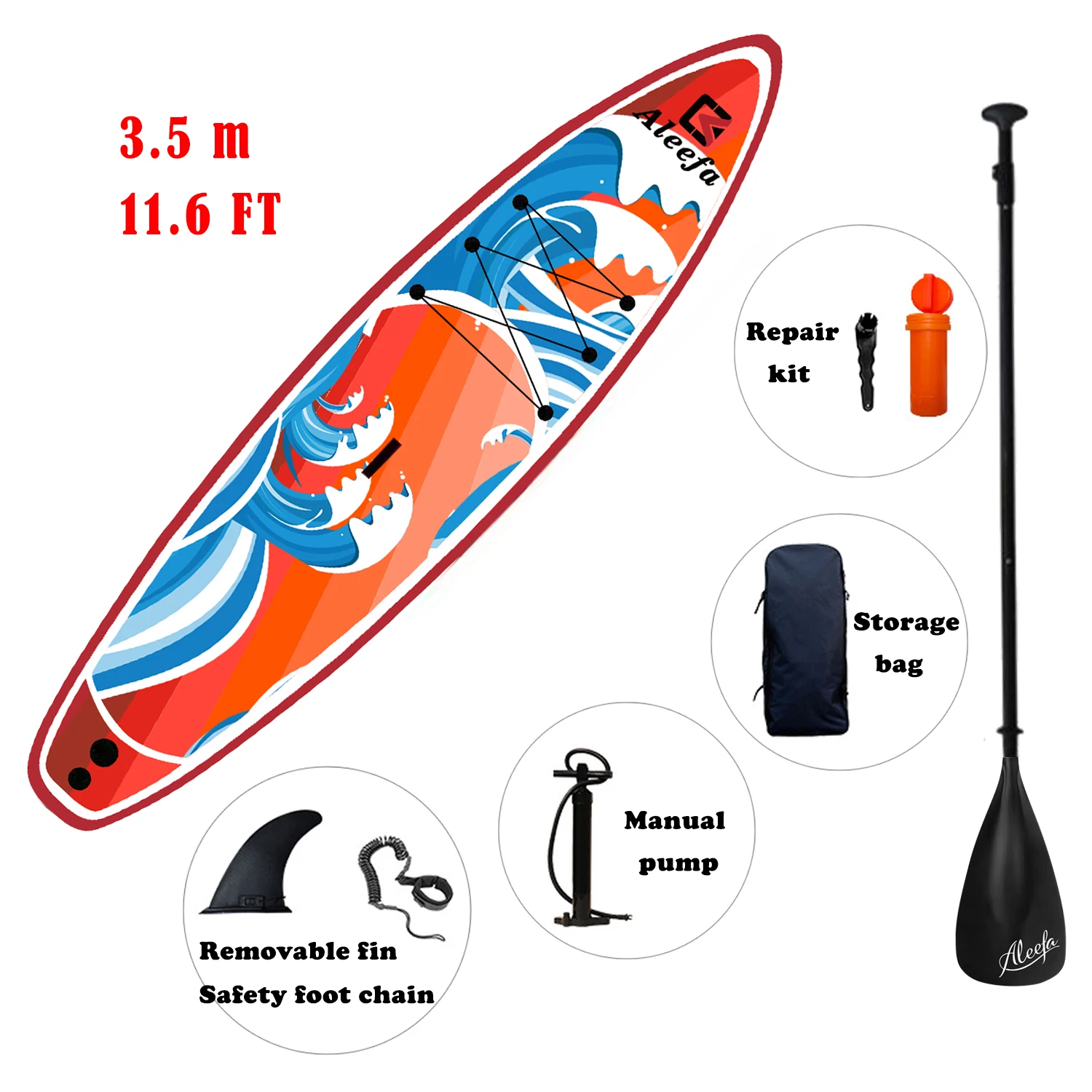 

11.6ft/3.5m Wide SUP Board Inflatable paddle Double Layer Surfboard Inflat Surf stand up gonflable