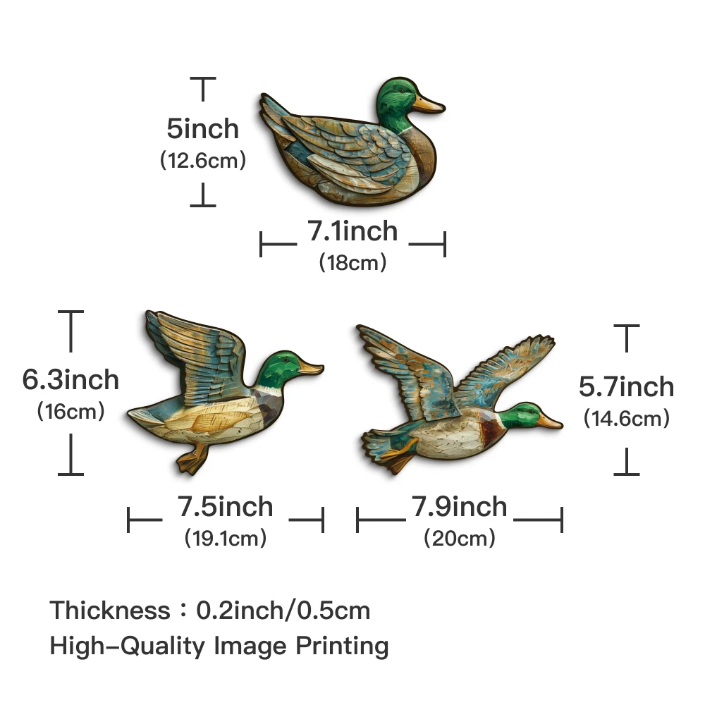 Putuo Decor 3pc Mallard Element Wooden Signs Painting Decor, Wall Art Decoration for Home Farmhouse Living Room Cafe Shop, Gift