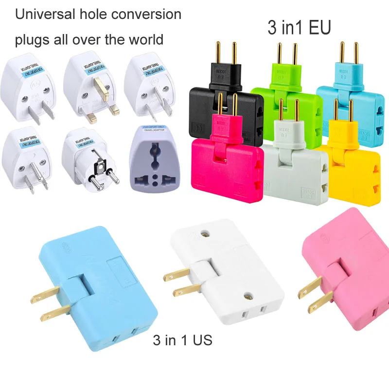 Universal EU Plug US 3 In 1 Extension Plug Electrical Adapter 180 Degree Rotation Adjustable Shape Charging Converter Socket