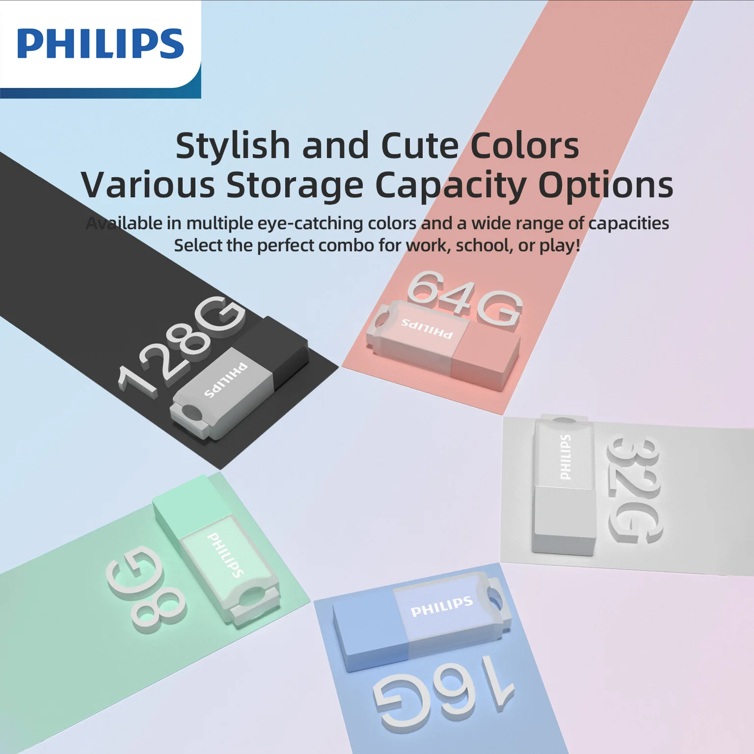 PHILIPS Cute 128GB USB Flash Drive Novelty Soft Silicone Memory Stick USB Thumb-Drive Cartoon for PC/Tablets/Mac/Laptop