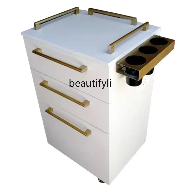 yj57 Hair Tool Cart Beauty Trolley Barber Shop Multifunctional Tool Cabinet with Coffee Cup Holder