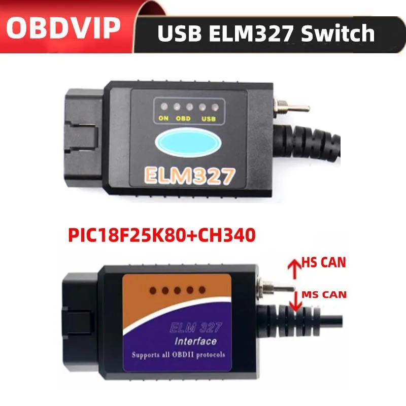 1pc ELM327 USB V1.5 with Switch HS/MS for Ford Forscan Compatible with Ford Hidden Coding Diagnostic Cable
