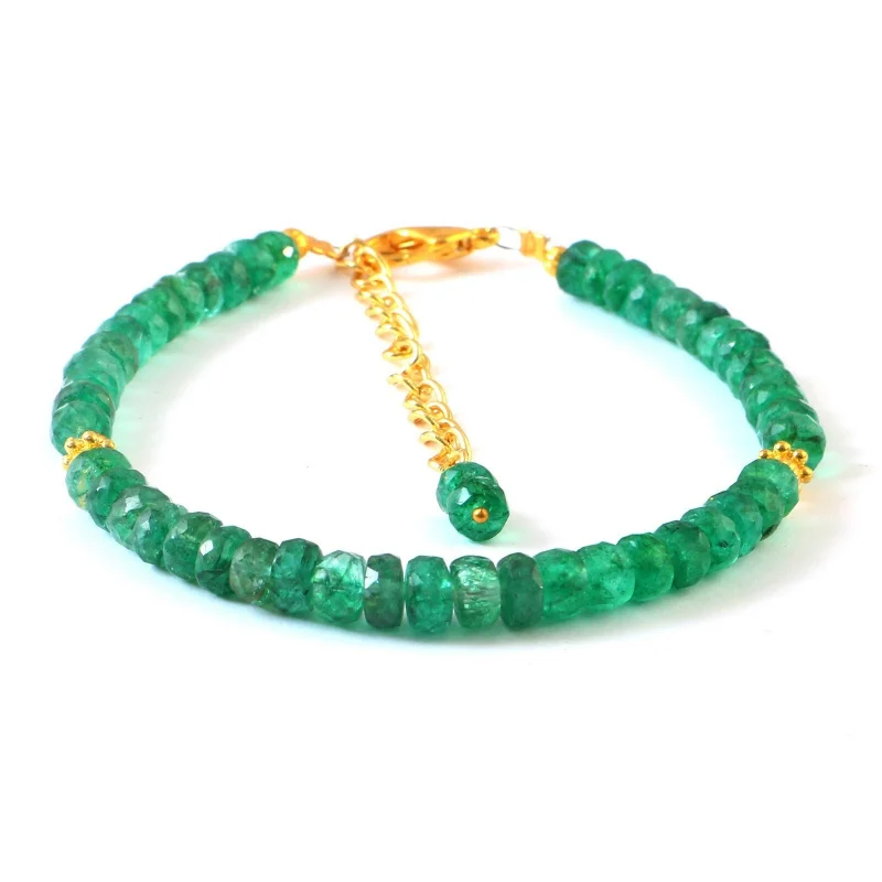 

AAA Natural Zambian Emerald Faceted Rondelle Beads Bracelet 7 Inches 4-5mm