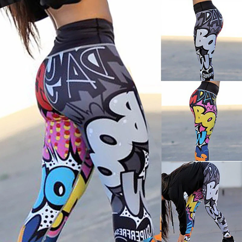 Print Yoga Pants Women Unique Fitness Workout Sports Running Leggings Sexy Push Up Gym Wear Elastic Slim 2025