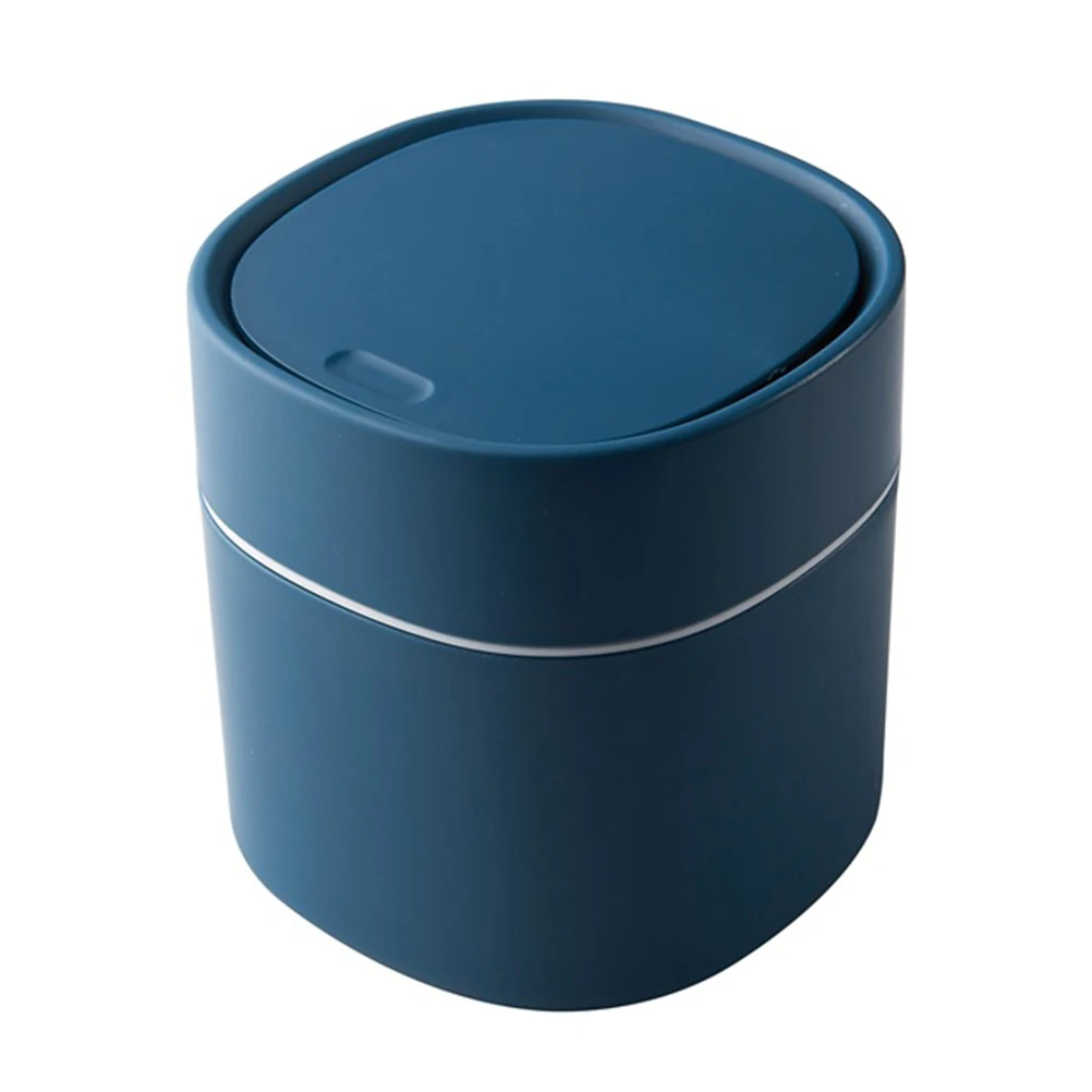 

Pressing Mini Desktop Trash Bin Compact PP Material for Home Kitchen Office Bathroom Use Waste Container Blue