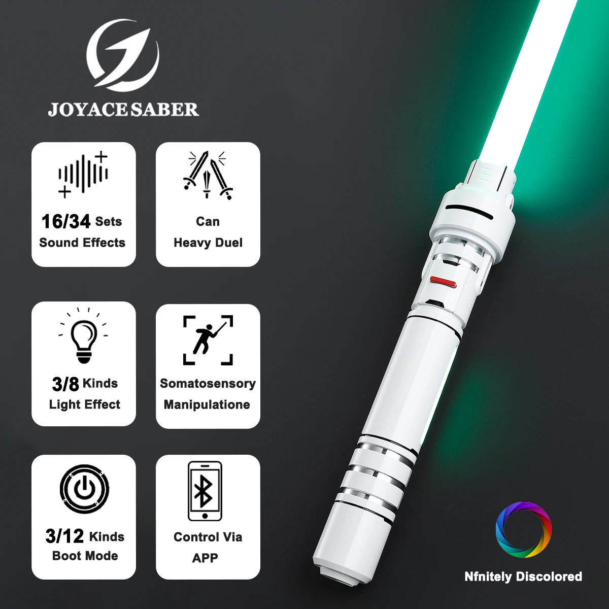 

JoyaceSaber White-Soldier saber Pixel Lightsaber Metal Handle Pixel Light Sabers Heavy Dueling With sound effects Laser Sword