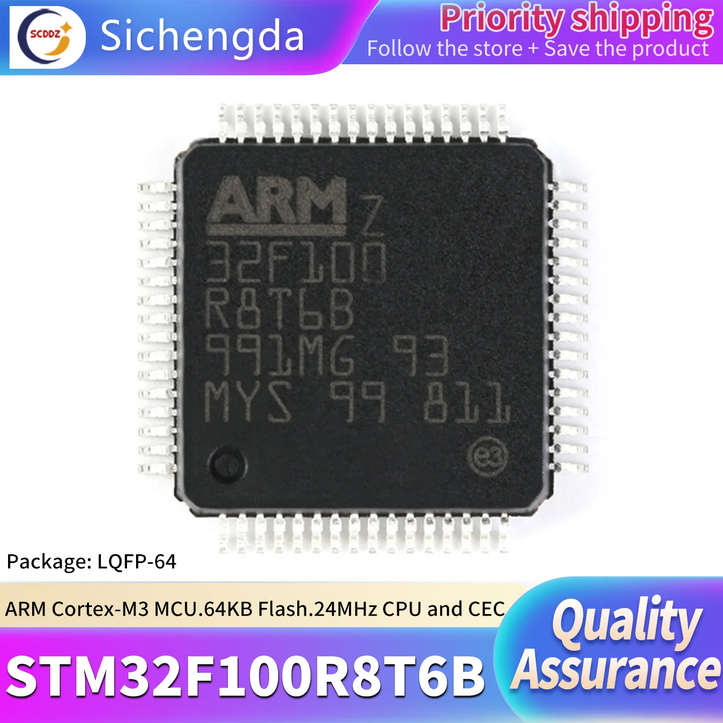 Original genuine STM32F100R8T6B LQFP-64 ARM Cortex-M3 32-bit microcontroller MCU