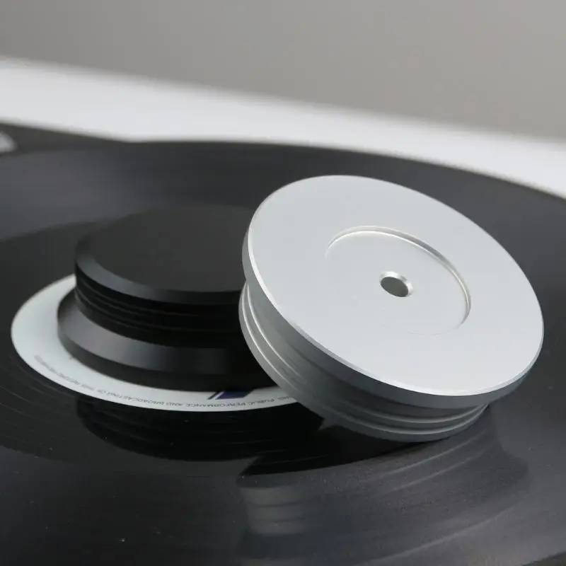 M5TD Phonograph Record Weight, Short Aluminum Metal Body with Cushioned Base for Disc Motion and Daily Record Collection Use